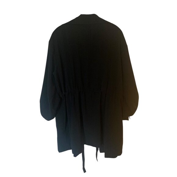 MI AMI for Francesca's Black Soft Draped Tie Waist Roll-Tab Sleeve Jacket NWT L - Picture 7 of 7